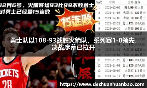 勇士队以108-93战胜火箭队，系列赛1-0领先，决战序幕已拉开